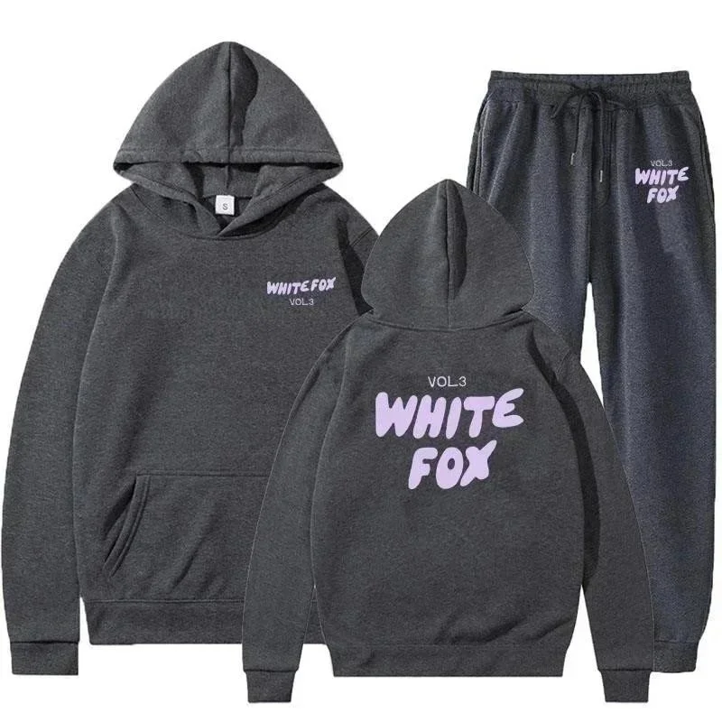 White Fox White Fox ALBB-016 Vol.3 Grey Hoodie & Sweatpants Set Grey - 1