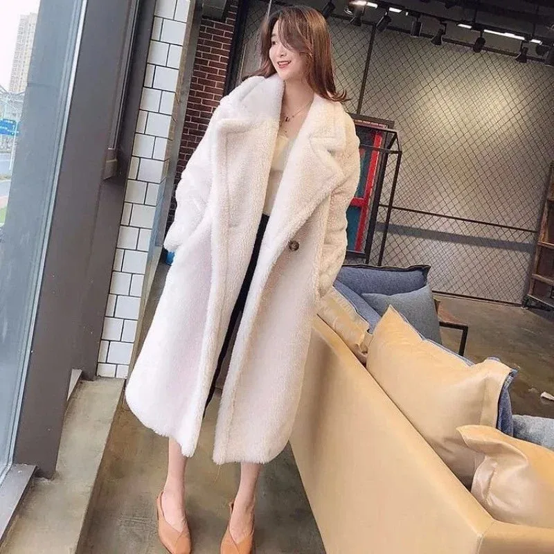 Other Cream White Long Faux Fur Coat Cream - 1