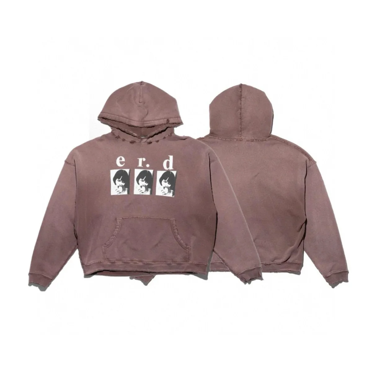 ERDEM ERDEM Muted Brown Graphic Hoodie Brown - 1