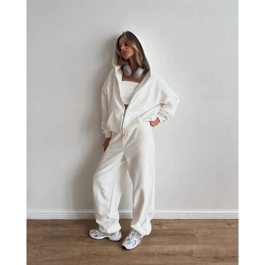 Other White Co-ord Set with Hoodie & Pants White - 1
