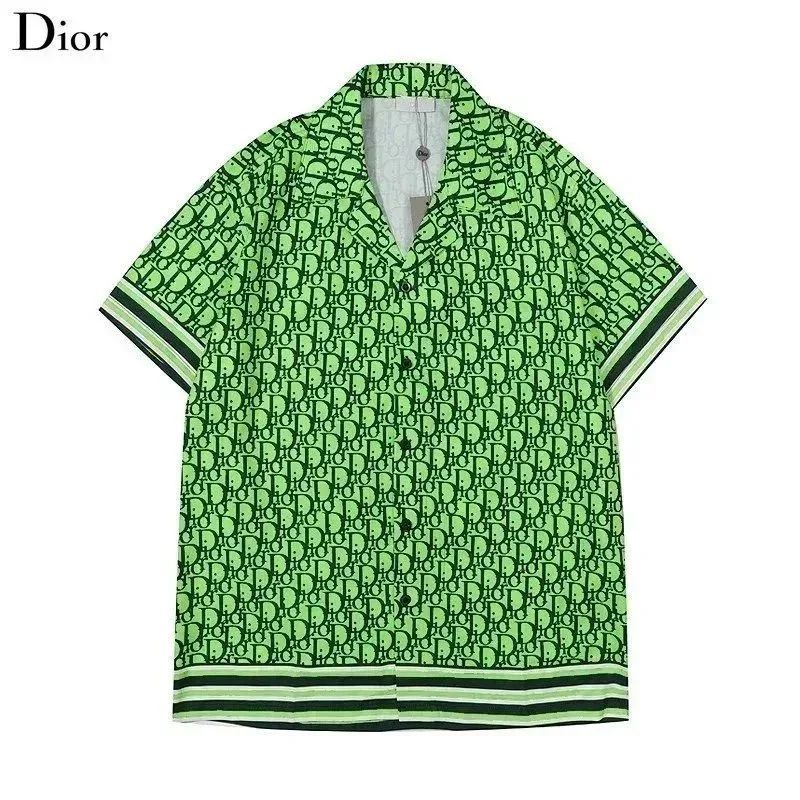 Dior Dior Green Monogram Print Short-Sleeve Shirt Green - 1