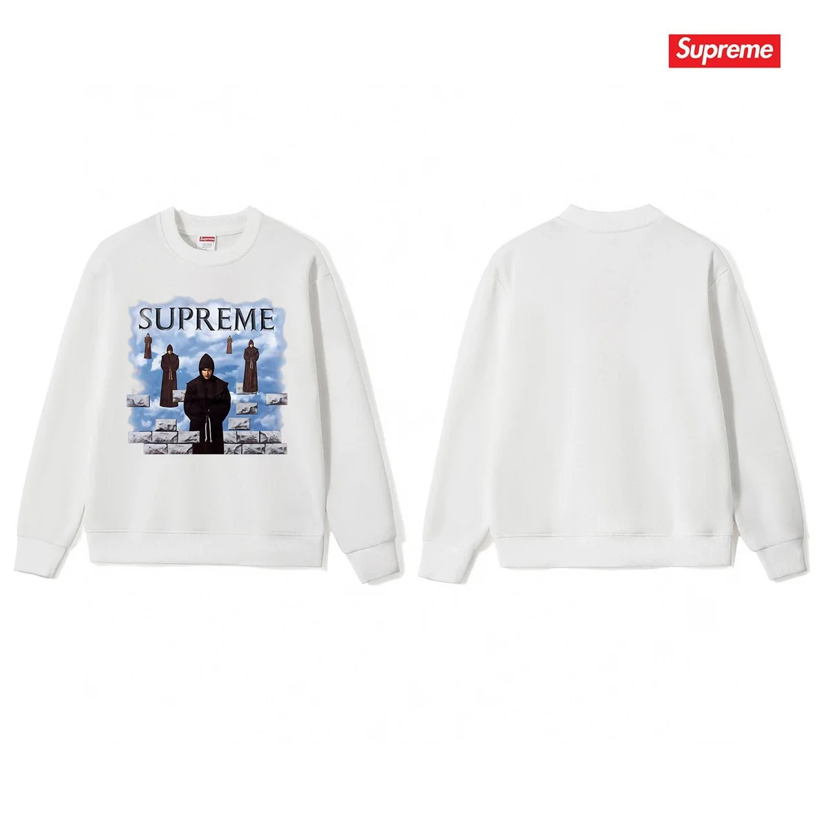Supreme Supreme White 'Monks' Graphic Crewneck Sweatshirt White - 1