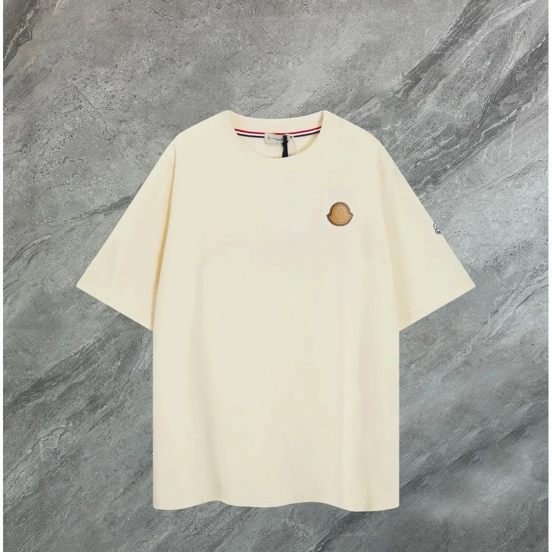 Moncler Moncler Cream Oversized T-Shirt with Embroidered Patch Cream