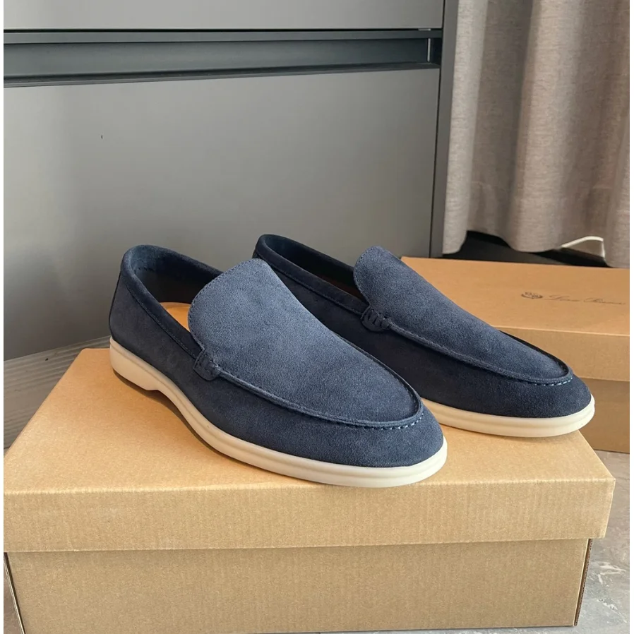 Other Navy Suede Loafers Slip-On Shoes Navy - 1