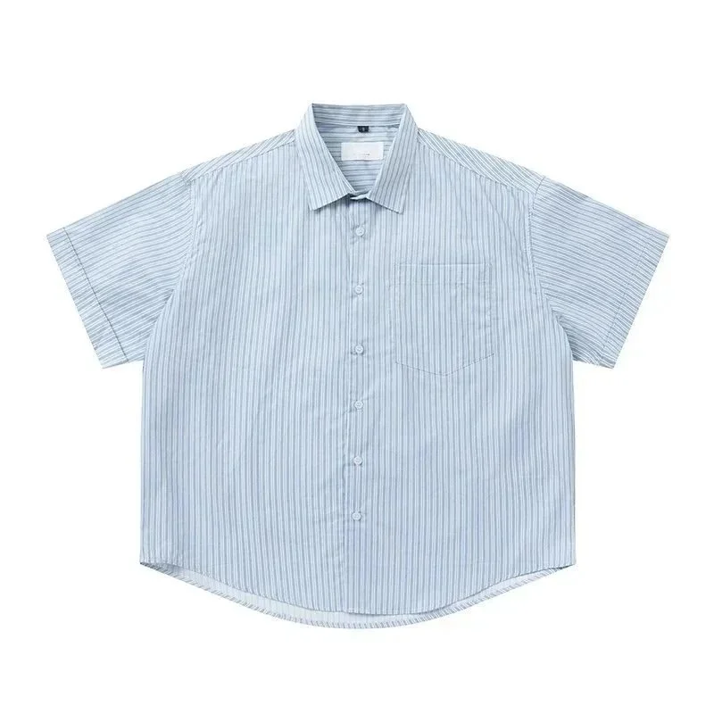 Other Blue and White Striped Short Sleeve Shirt Blue - 1