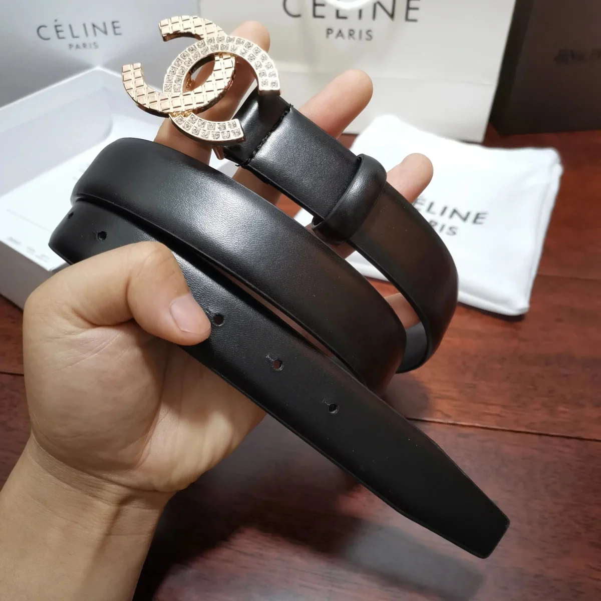 Celine Celine Classic CC Belt Black Leather Belt Black - 1