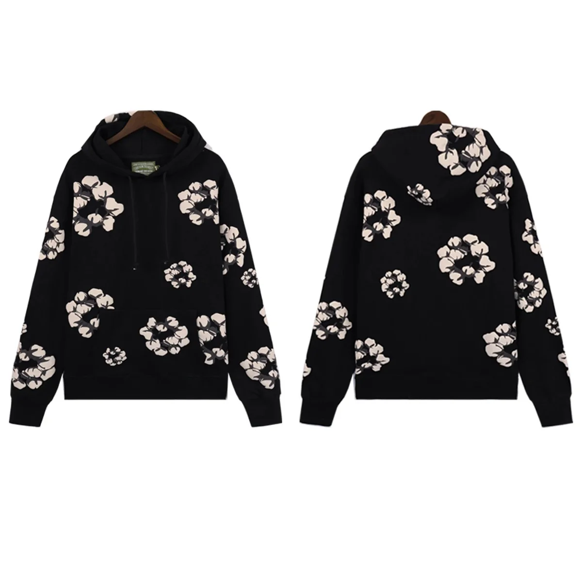 Other Black/White Floral Print Hoodie Black - 1