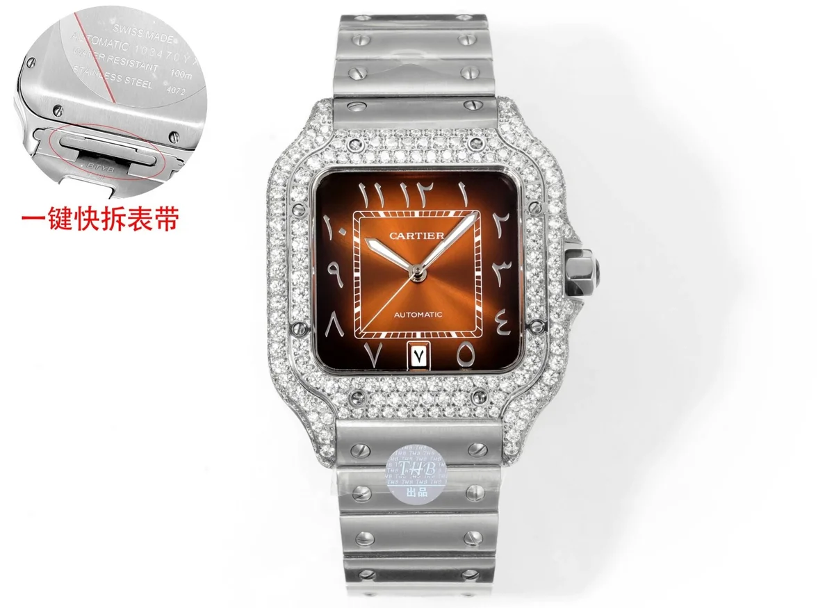 Cartier Cartier Santos-Dumont Diamond Brown Watch Brown - 1