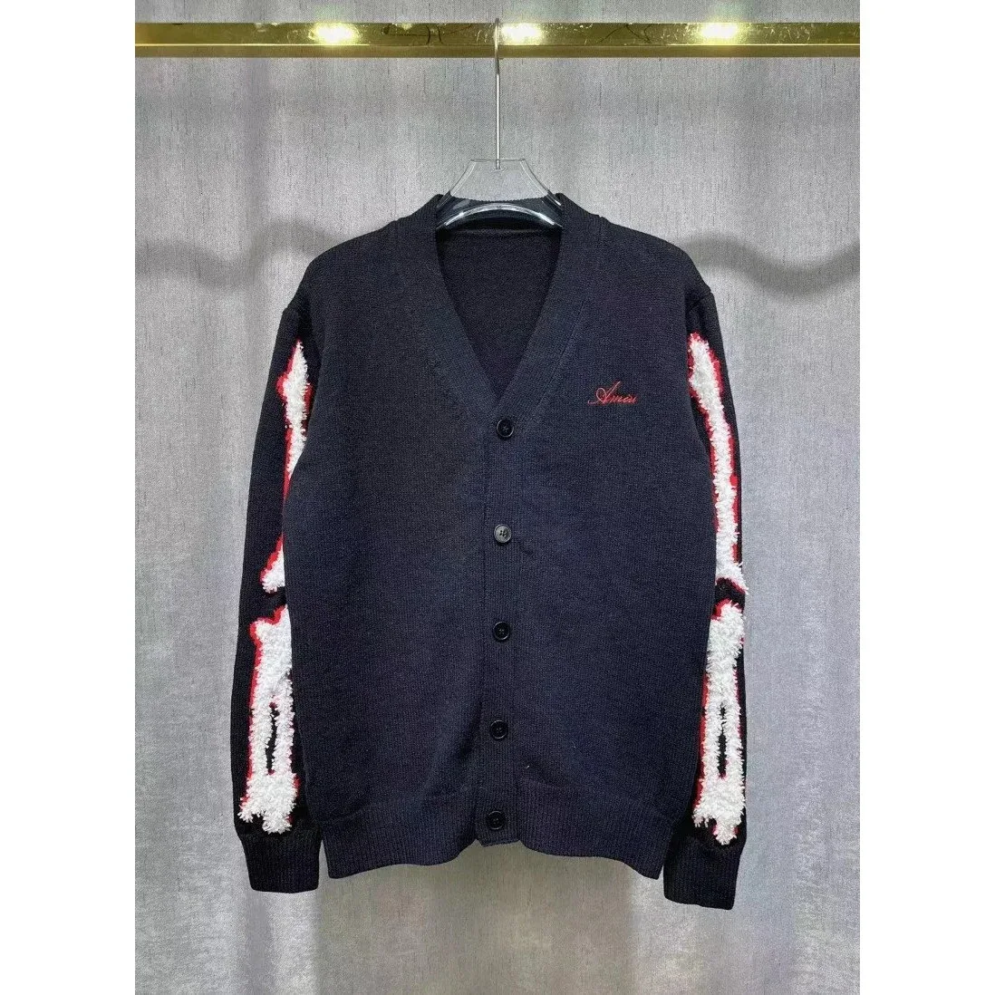 Amiri Amiri Black/White/Red Embroidered Cardigan Black - 1