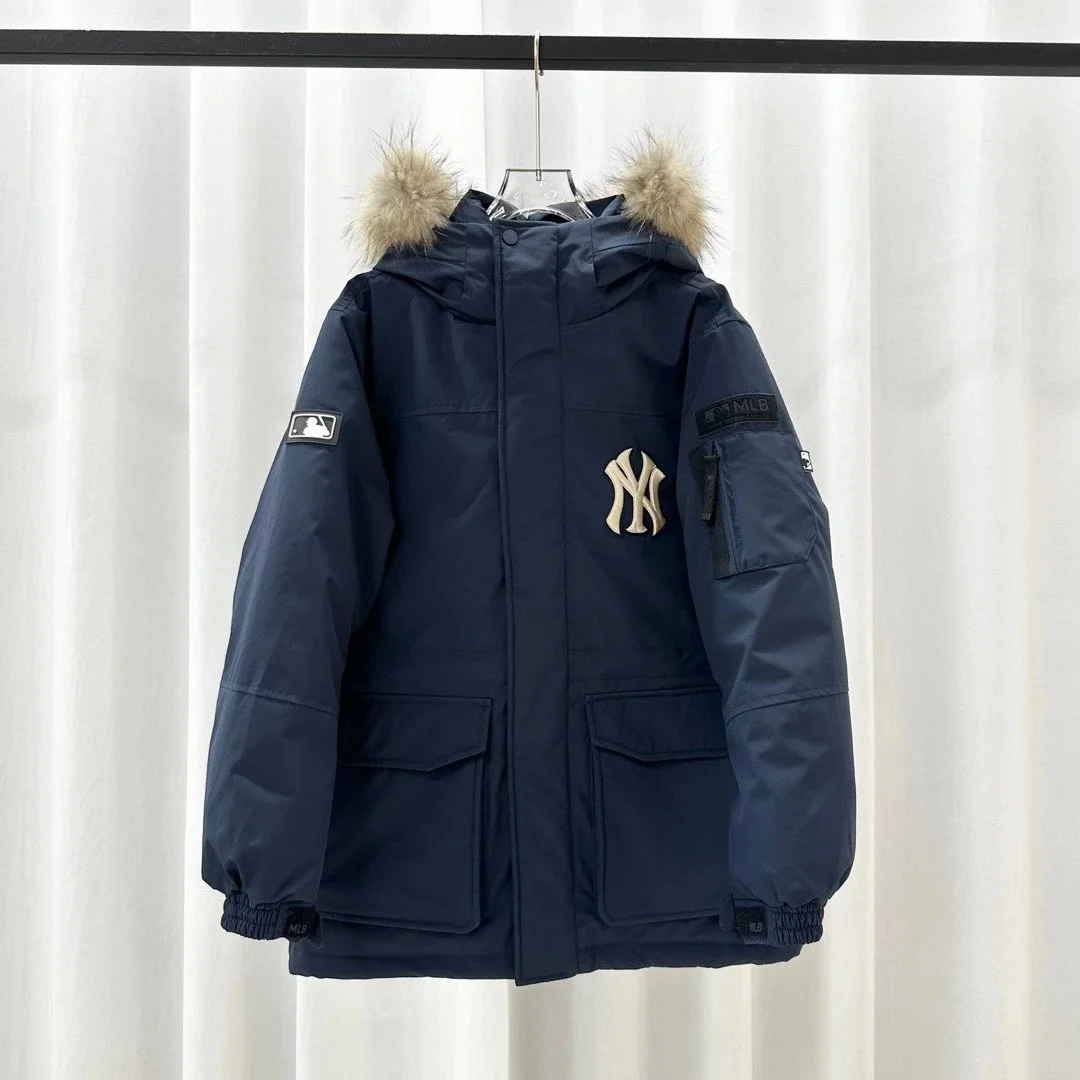 New York Yankees New York Yankees Navy Fur-Collar Parka Coat Navy - 1