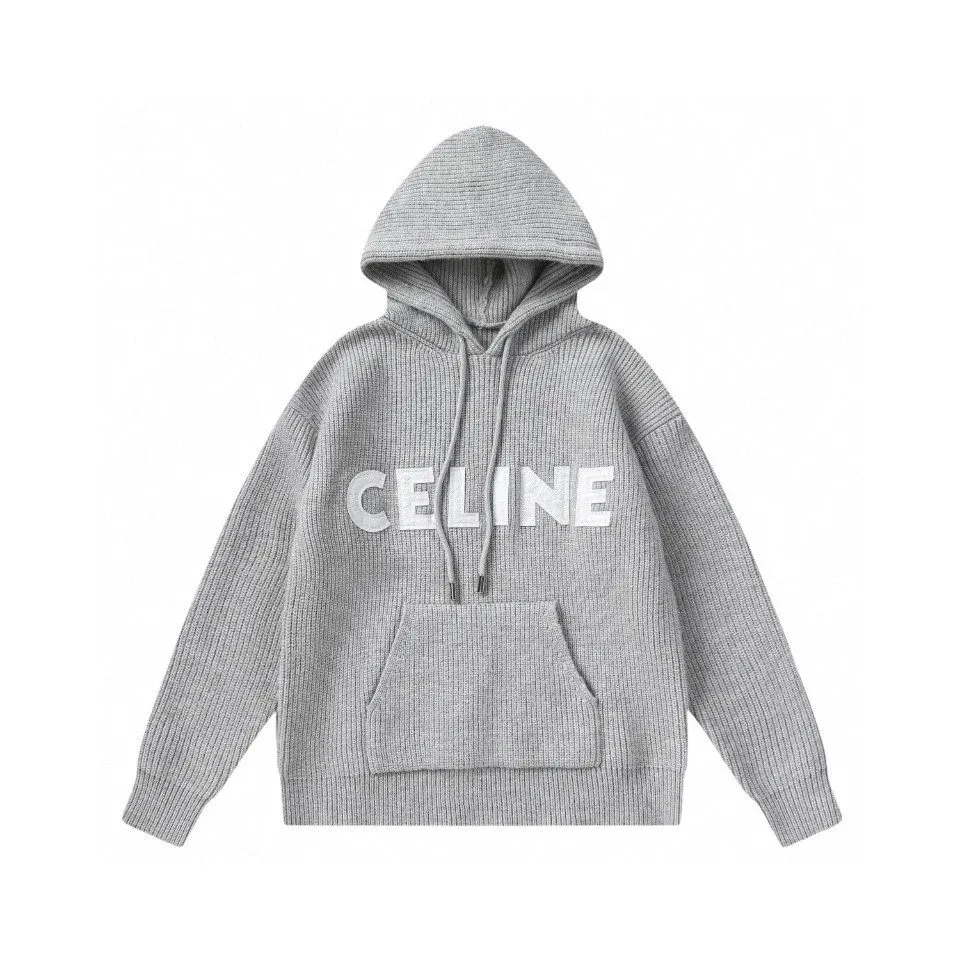 Celine Celine Classic Logo Hoodie Grey Grey