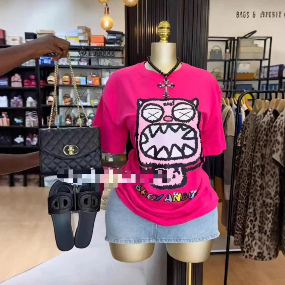 Other Unisex Bright Pink Owl Print T-Shirt Pink - 1