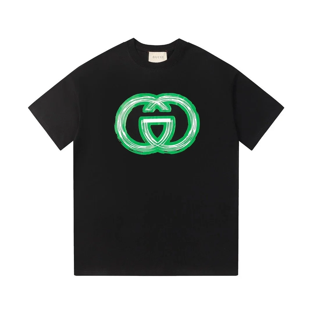 Gucci Gucci Green GG Logo Black T-Shirt Black - 1
