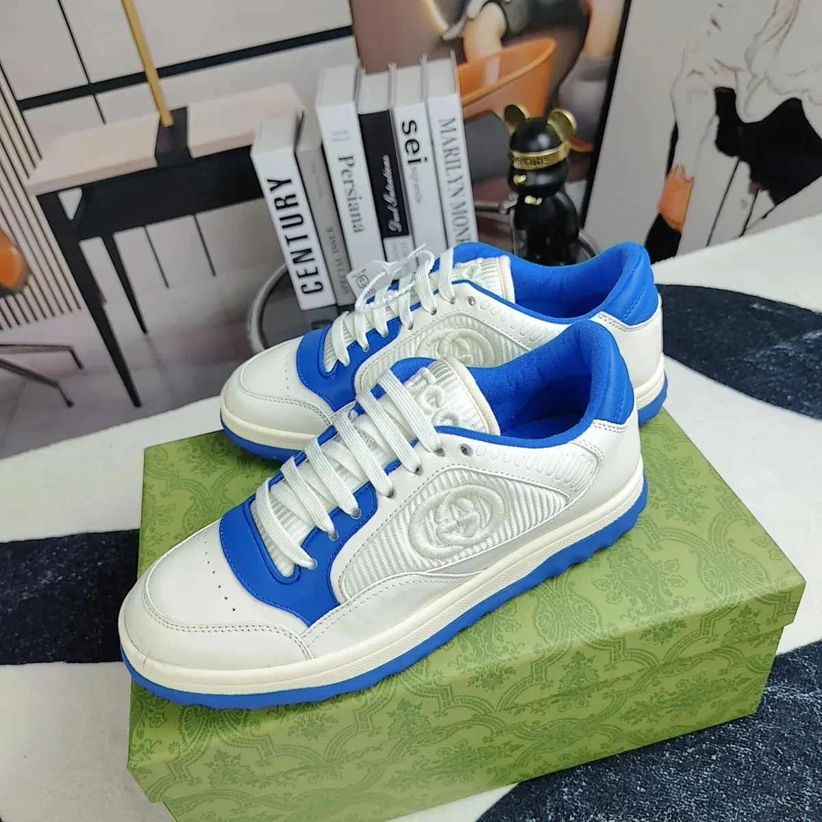Gucci Gucci GG Marmont White & Blue Sneakers Blue - 1
