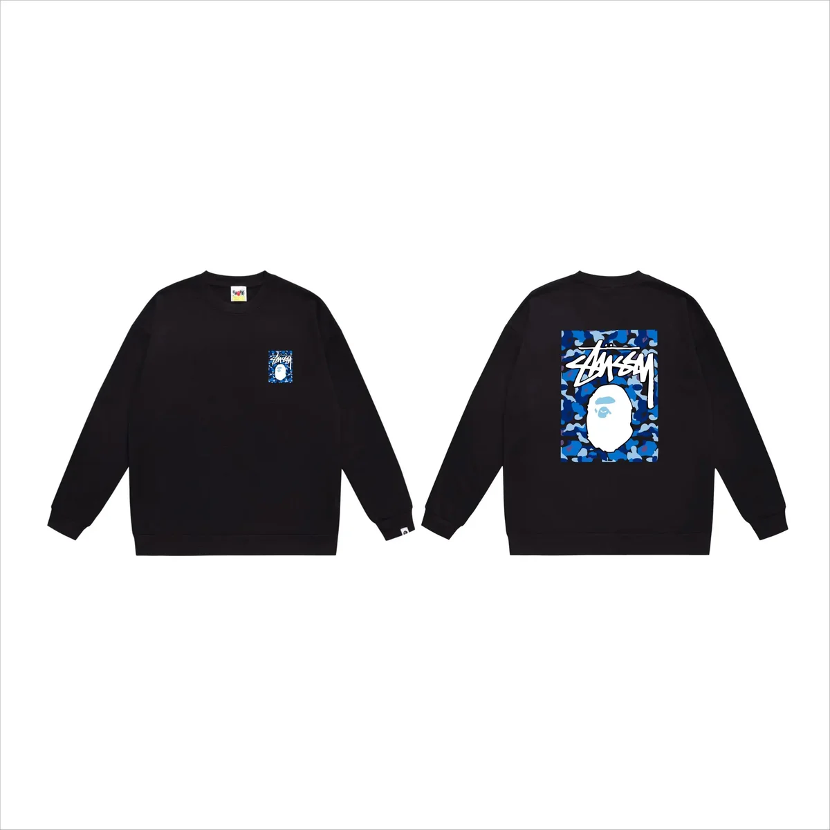 A Bathing Ape A Bathing Ape BAPE STA Black Blue Camo Crewneck Sweatshirt Black - 1