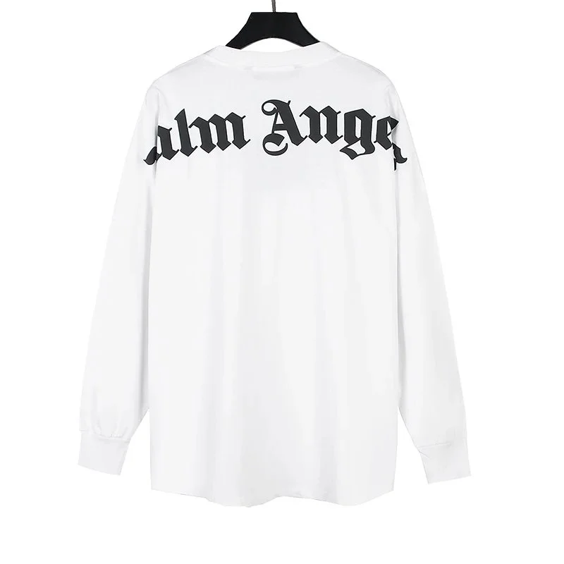 Palm Angels Palm Angels White Gothic Logo Long Sleeve T-Shirt White - 1