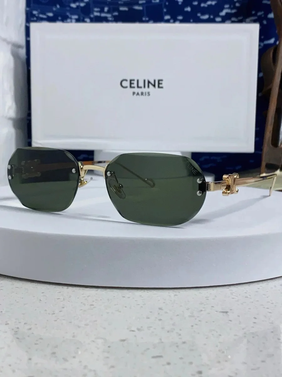 Celine Celine Classic Logo Green Rimless Sunglasses Green - 1
