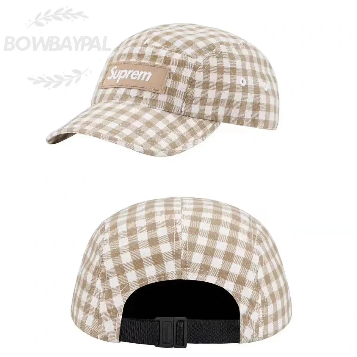 Supreme Supreme Box Logo Khaki/White Check Cap Beige