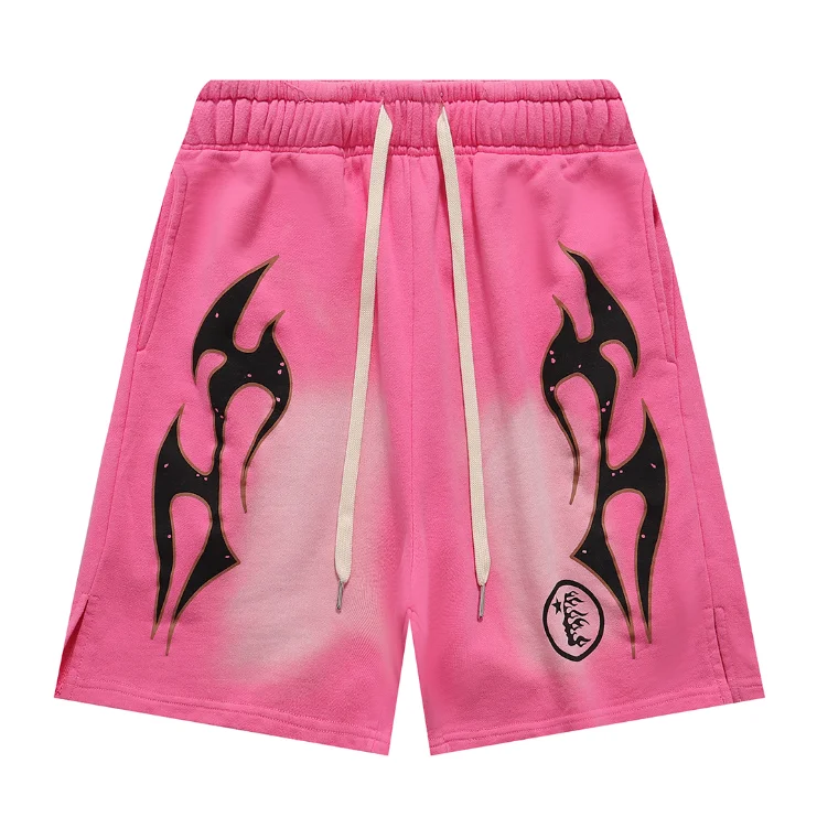 Sacai Sacai Pink/Black Flame Drawstring Shorts Pink - 1
