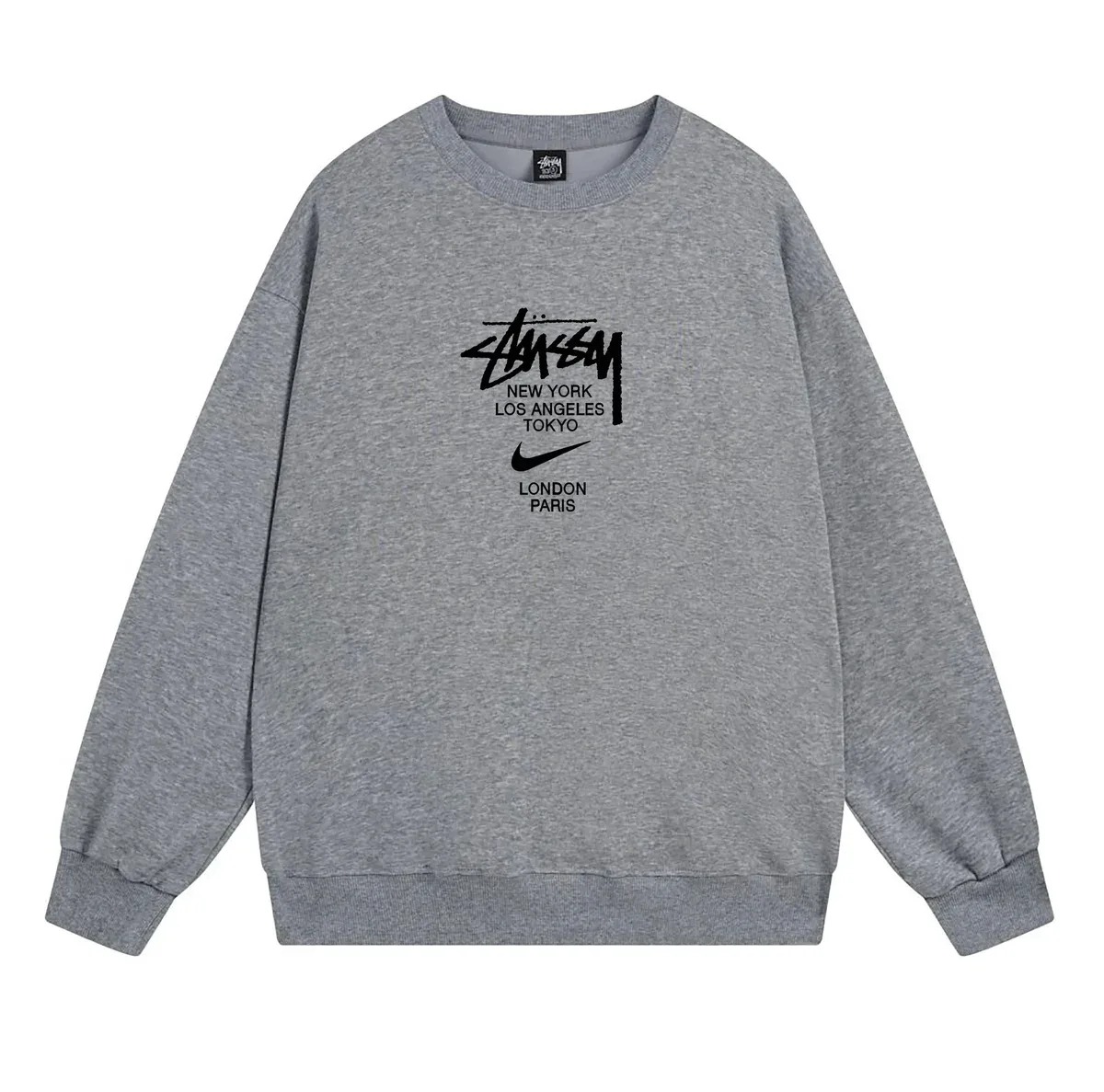 Stussy Stussy Nike Grey City Print Crewneck Sweatshirt Grey - 1