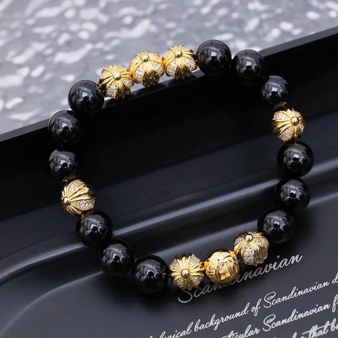 Chrome Hearts Chrome Hearts Black & Gold Bead Bracelet Black - 1