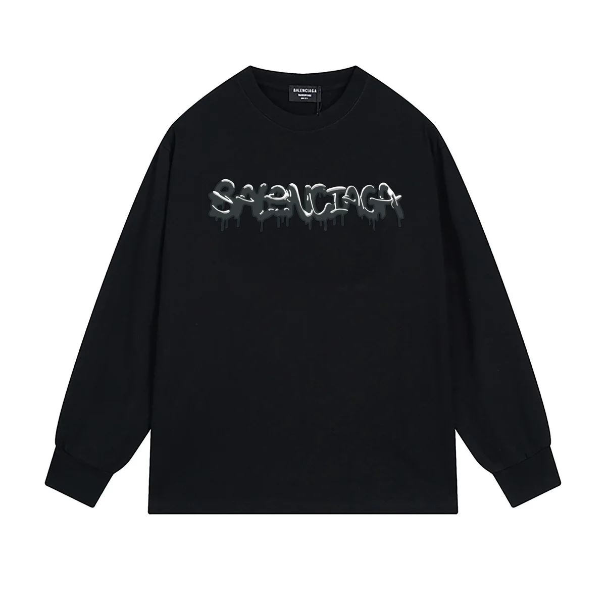 Balenciaga Balenciaga Graffiti Logo Long Sleeve T-Shirt Black Black - 1
