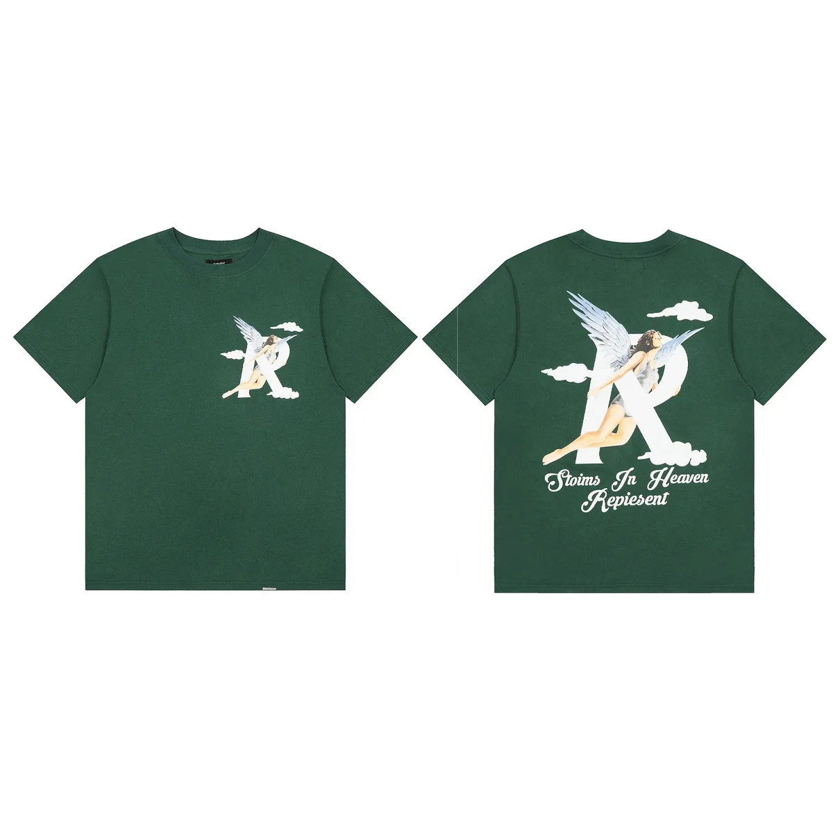 Other A02绿色天使印花T恤 Green - 1