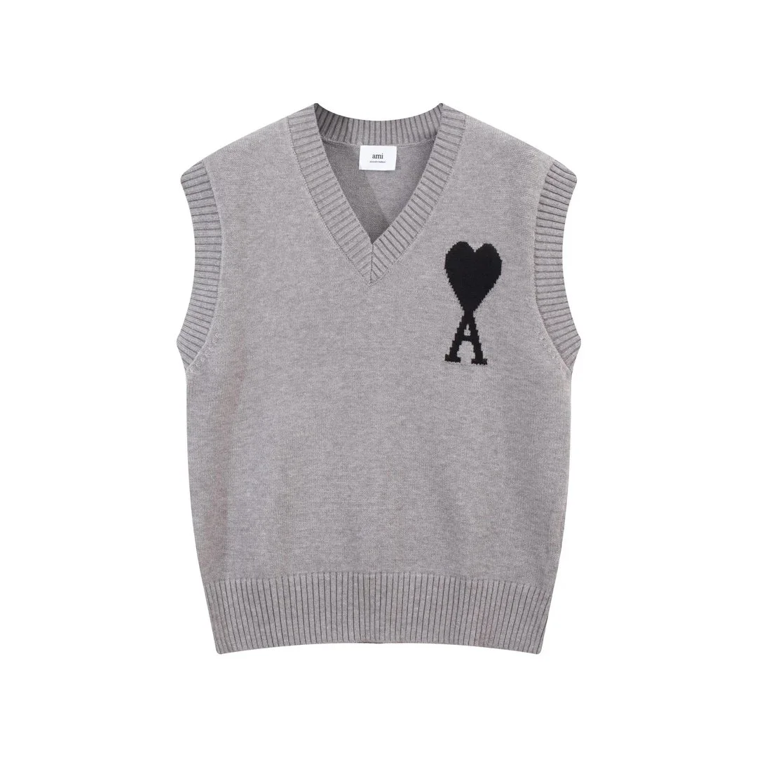 Ami Paris Ami Paris Ami-20 Grey/Black Knit Vest Grey - 1