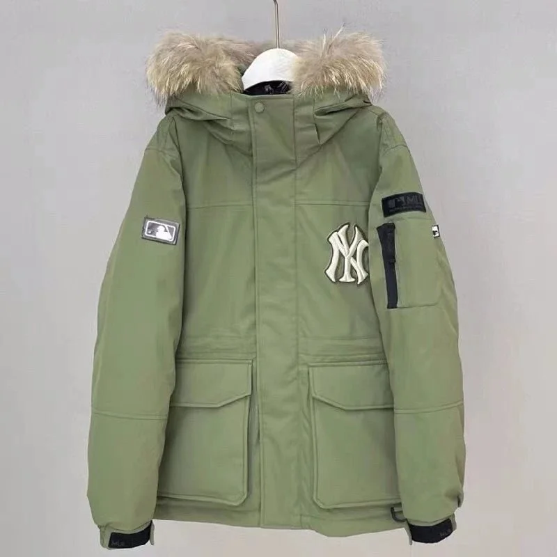 New York Yankees New York Yankees Olive Green Parka with Fur Hood Green - 1