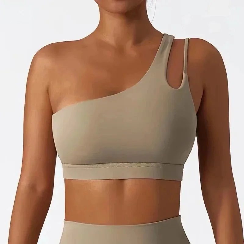 Other One-Shoulder Sports Bra Sand Beige Underwear & Swim Beige - 1