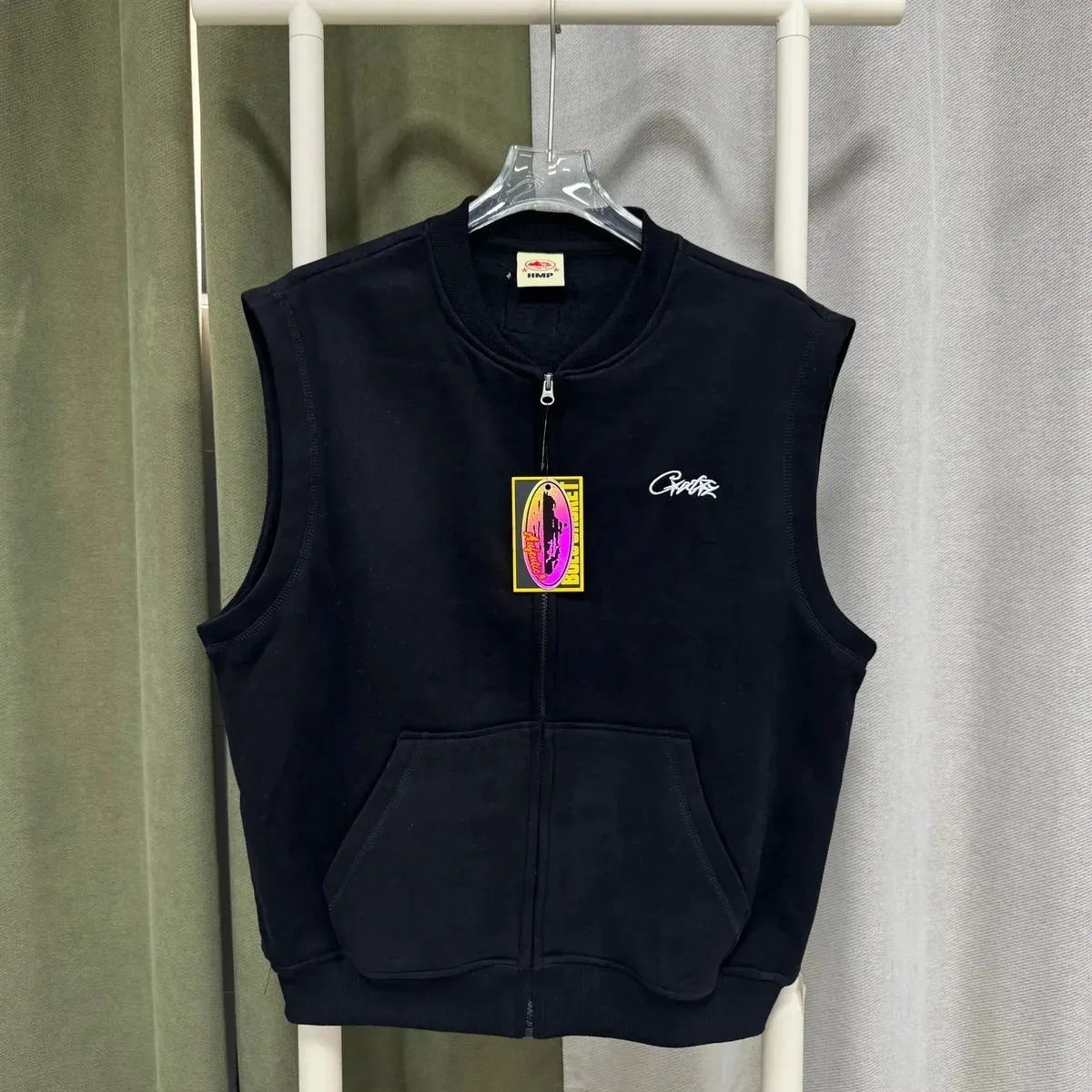 Other Unisex Black Zip-Up Vest with Front Pockets Black - 1