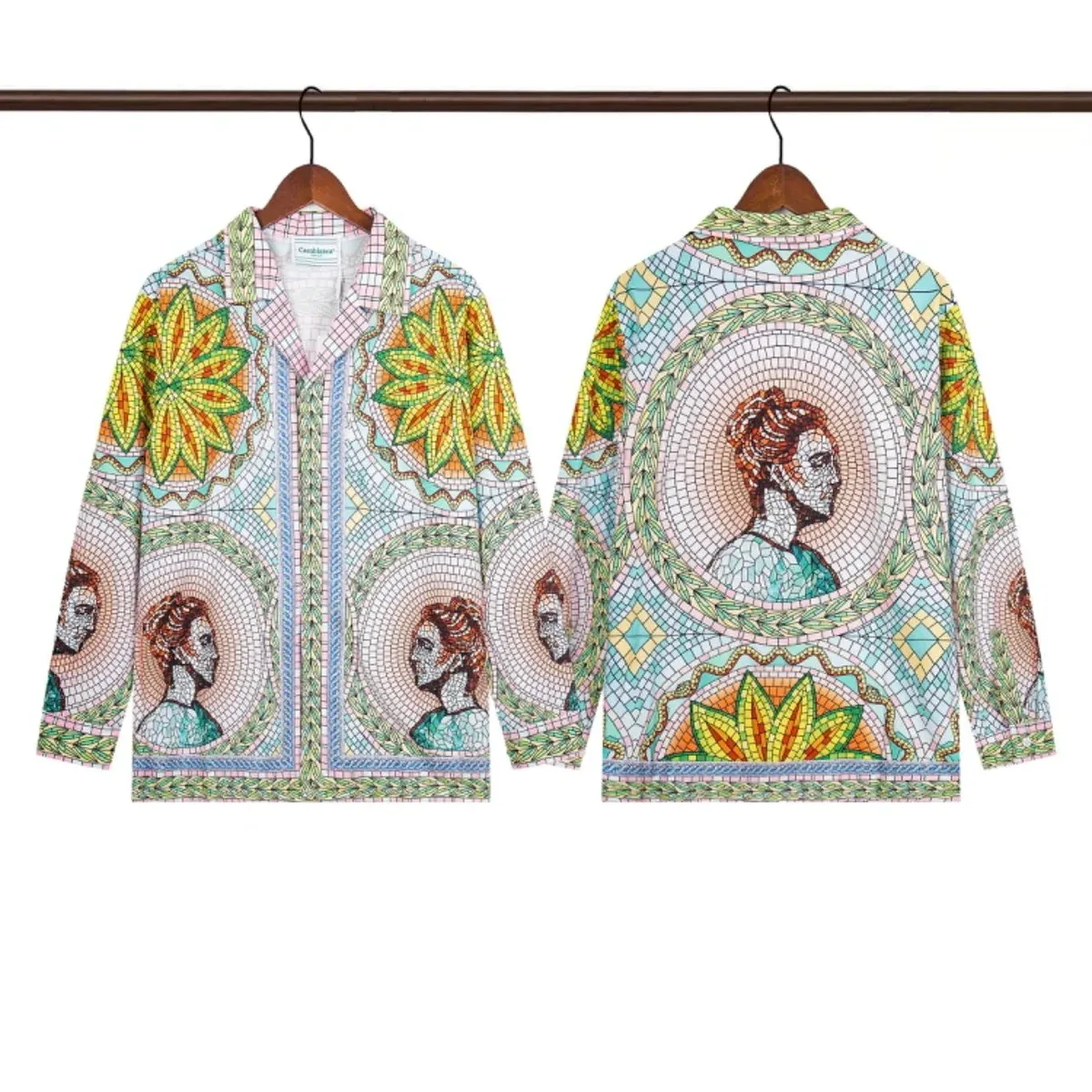 Other Unisex Mosaic Print Long Sleeve Shirt Multicolor - 1