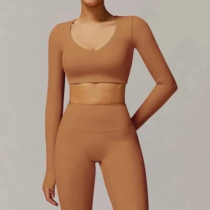 Other Unisex Pumpkin Orange Long-Sleeve Crop Top & Leggings Set Orange - 1