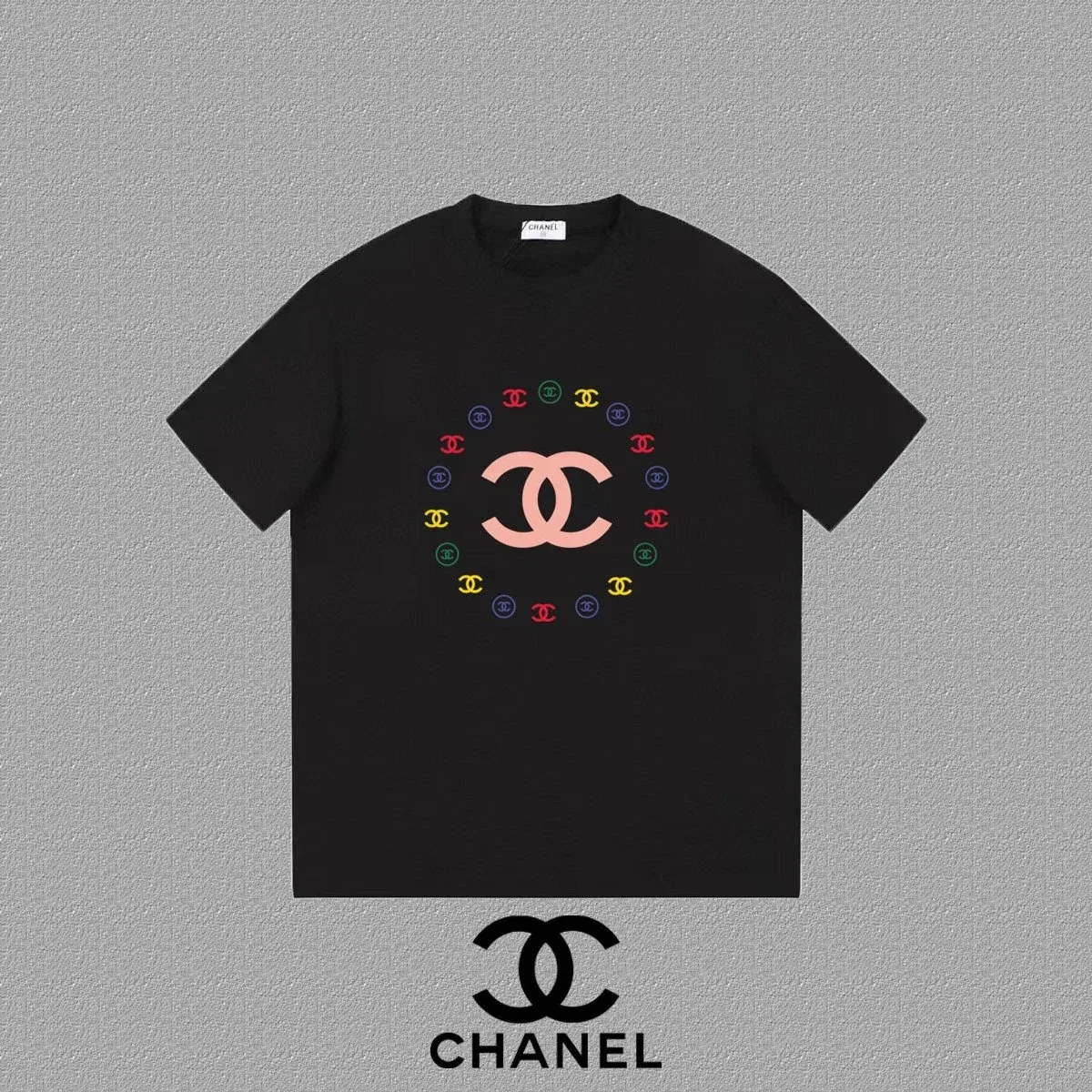 Chanel Chanel Black Multicolor CC Logo T-Shirt Black