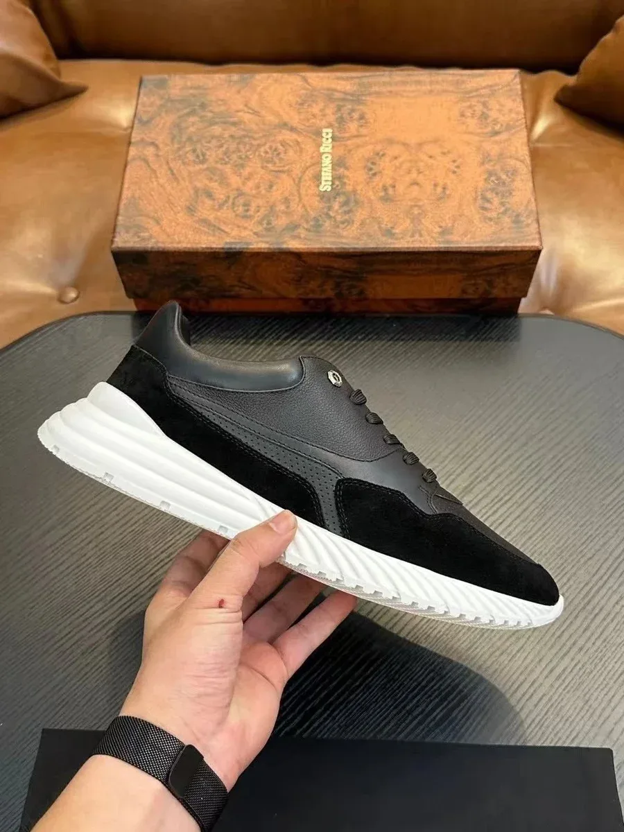 Stefano Ricci Stefano Ricci Black Suede & Leather Sneakers Black - 1