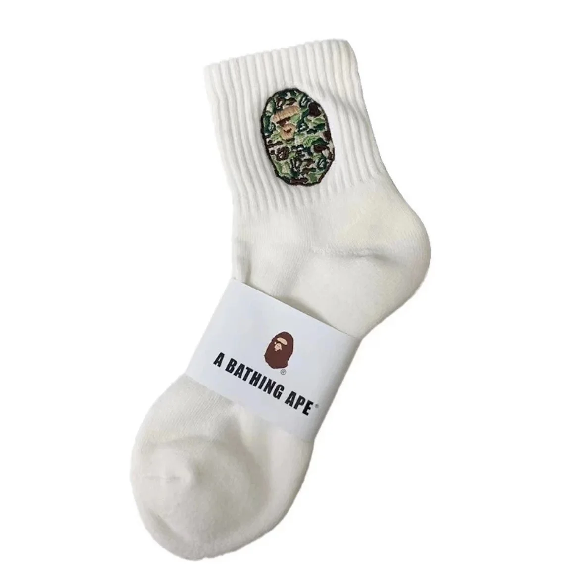 A Bathing Ape BAPE STA Camo Embroidered Socks White