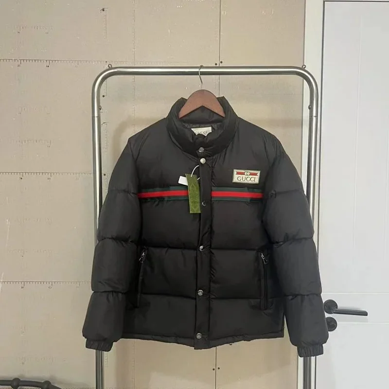 Gucci Gucci Web Stripe Black Red Green Puffer Jacket Black