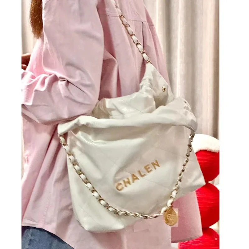 Other White Gold Chain Drawstring Shoulder Bag Small 35cm White - 1