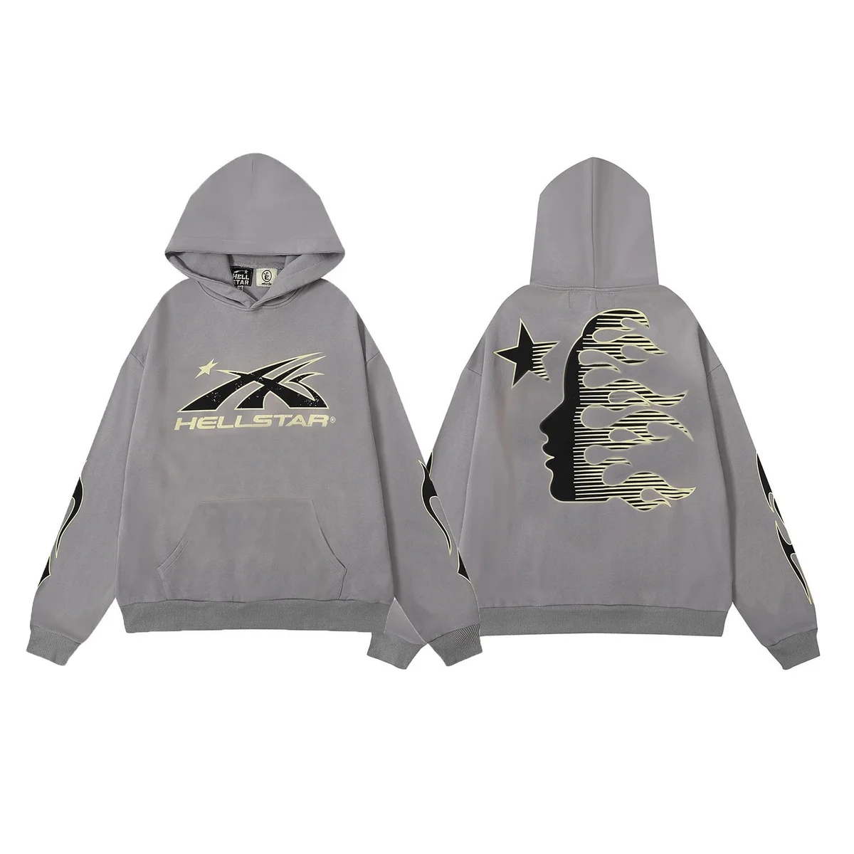 Hellstar Hellstar Dark Grey Graphic Hoodie Grey - 1