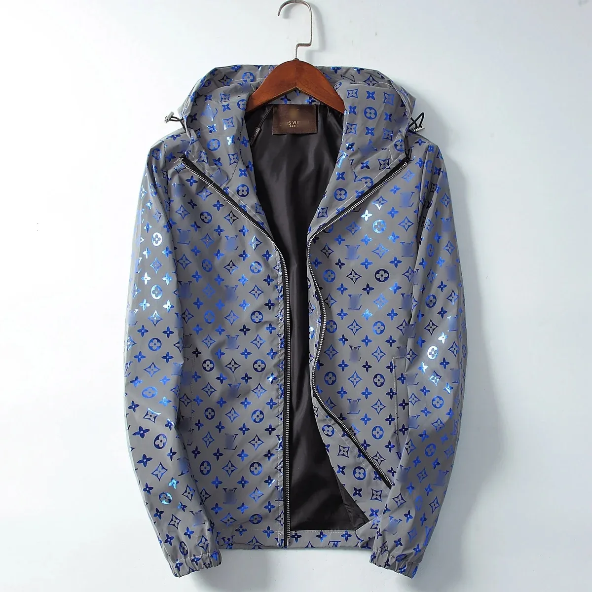 Louis Vuitton Louis Vuitton Monogram Silver Blue Hooded Jacket Silver