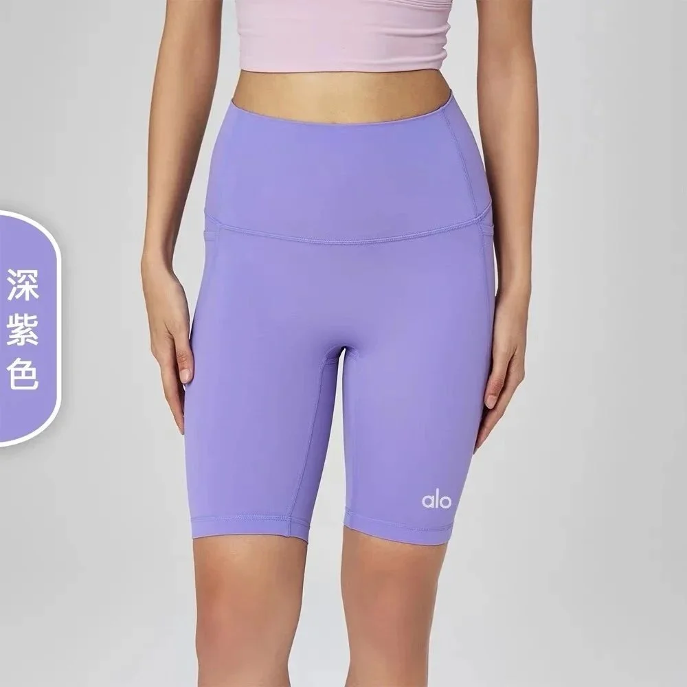 Alo Yoga Alo Yoga Biker Shorts Deep Purple Bottoms Purple - 1