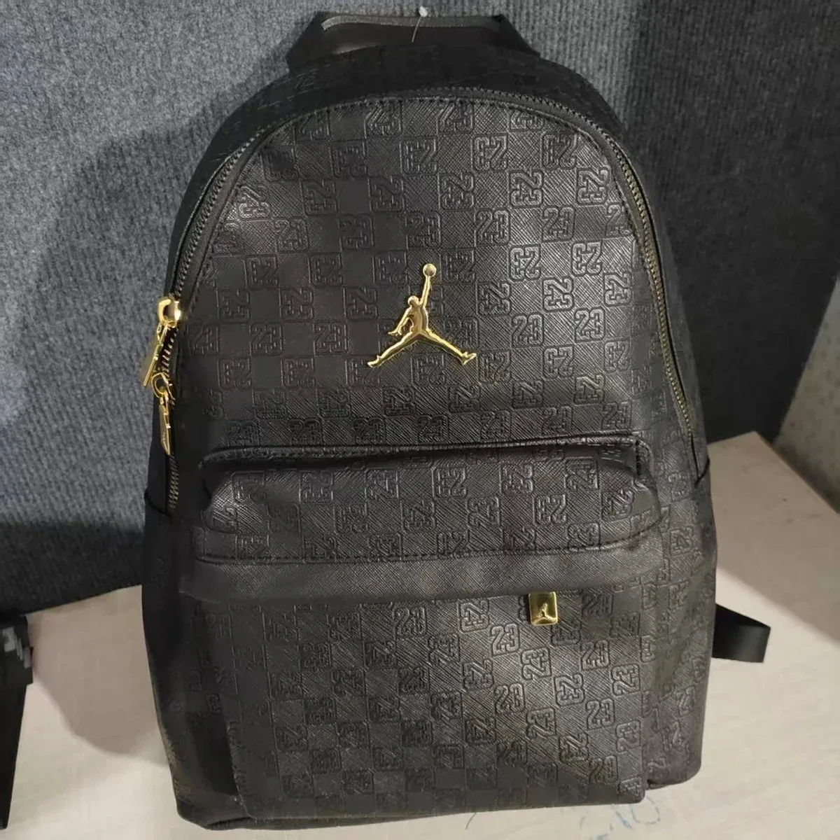 Jordan Jordan Air Jordan Pu Black Gold Backpack Black - 1