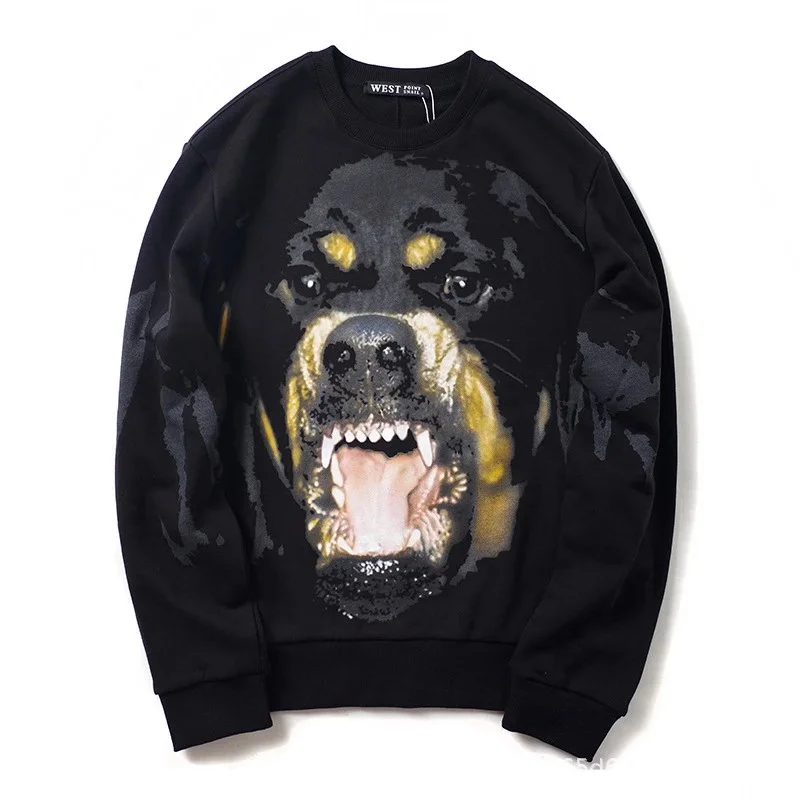 Other Unisex Black Rottweiler Print Sweatshirt YR01加绒 Black - 1