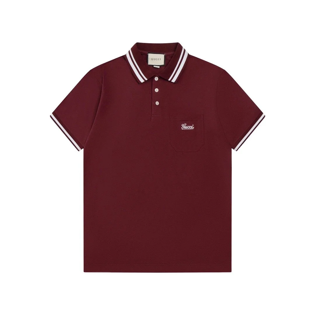 Gucci Gucci Polo Shirt Burgundy Solid T-Shirt Red - 1