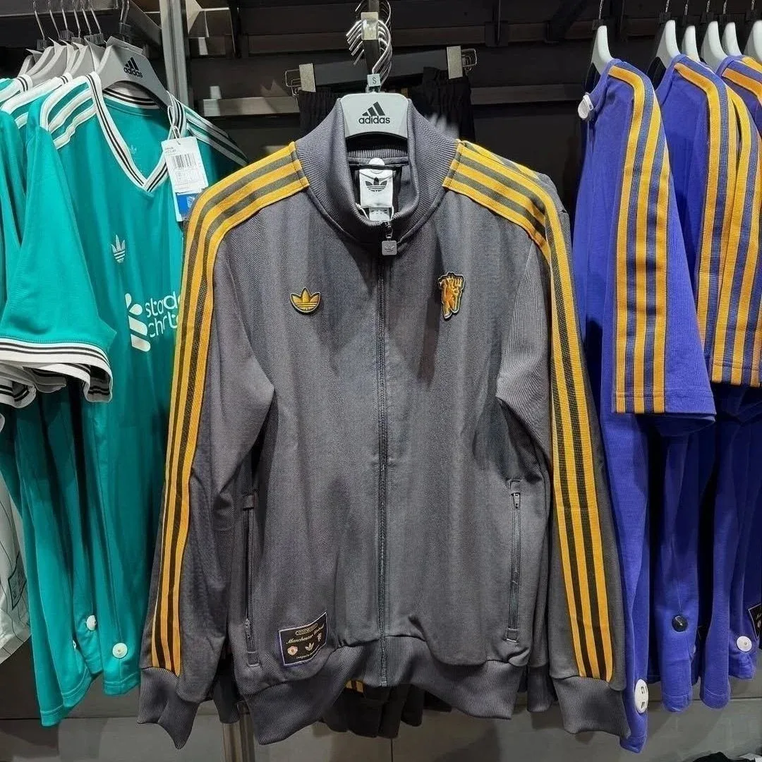 Adidas Adidas Classic Football Manchester United Track Jacket Grey Yellow Grey - 1