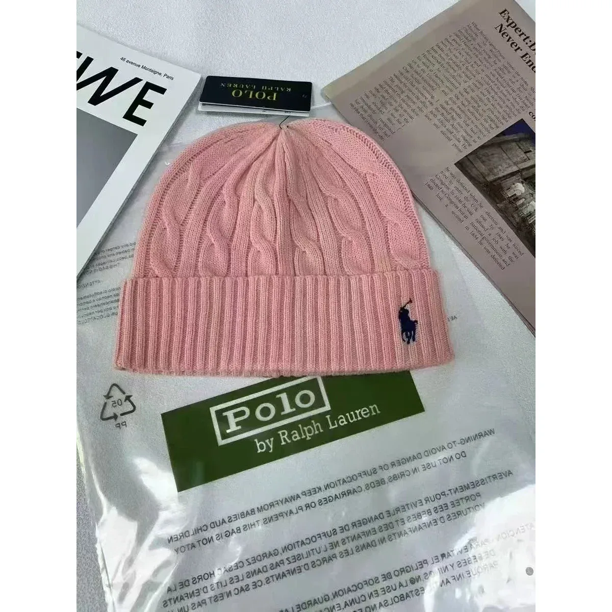 Polo Ralph Lauren Polo Ralph Lauren Cable Knit Beanie Pink Headwear Pink - 1