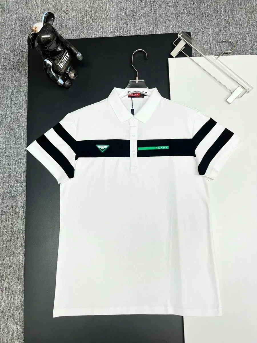 Prada Prada White with Black Stripes Polo Shirt White - 1