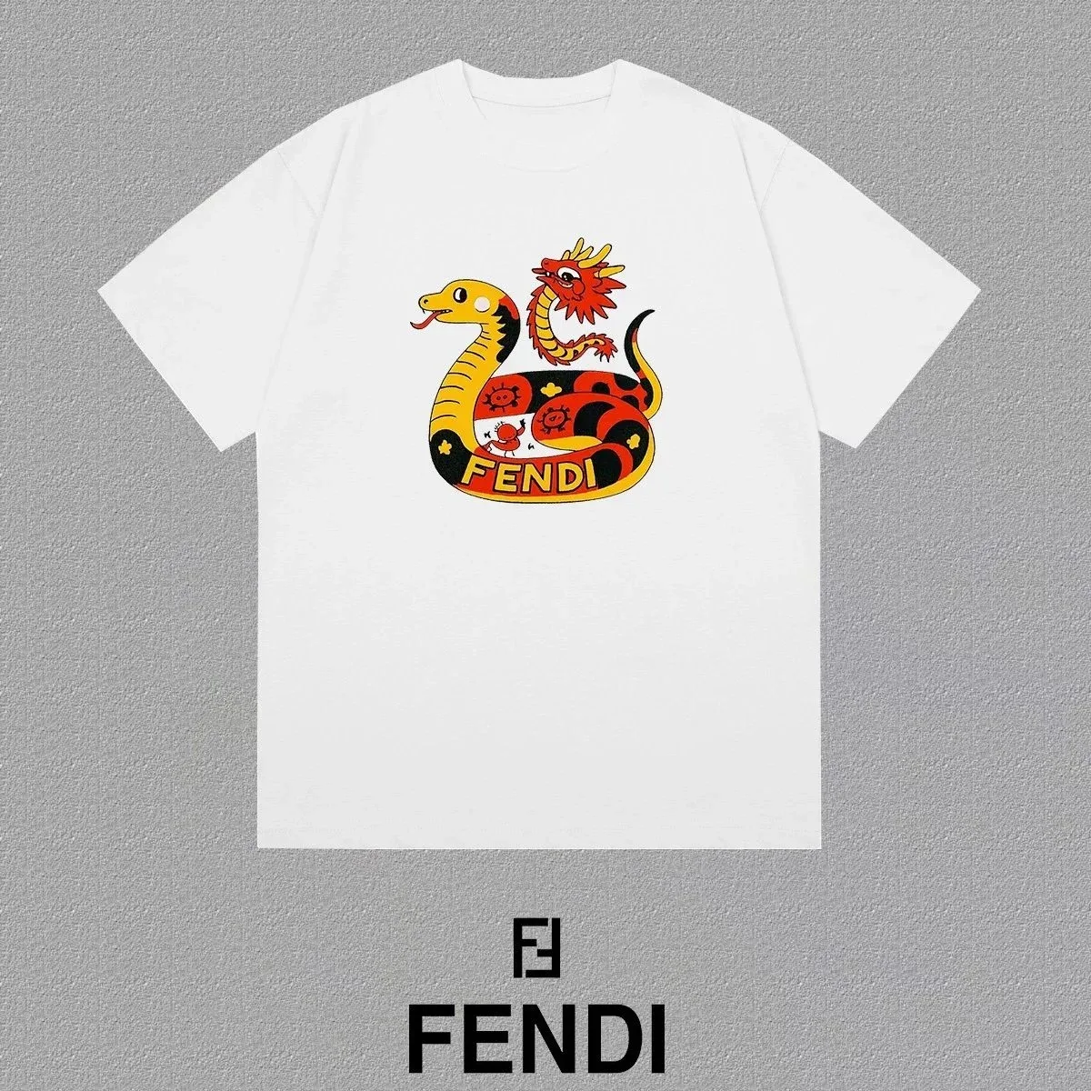 Fendi Fendi Snake Print White T-Shirt White - 1