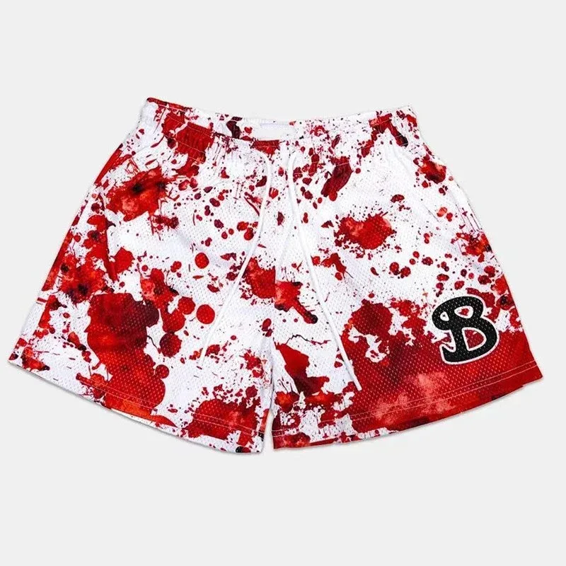 Other Red Paint Splatter Basketball Shorts Red - 1