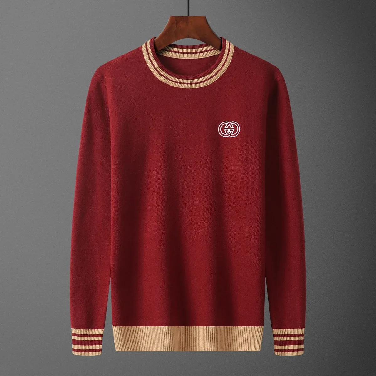 Gucci Gucci Interlocking G Burgundy/Beige Sweater Red